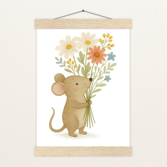 Mimi die Maus - Motiv: "Blumenstrauß" Poster mit Leisten von tinylearner
