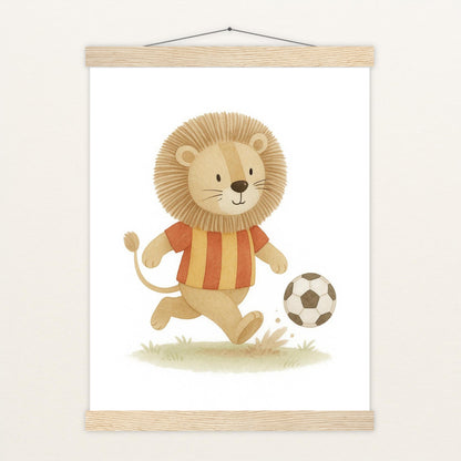 Leo der Löwe - Motiv: "Fußball" Poster mit Leisten von tinylearner