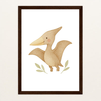 Dinosaurier Pteranodon Poster mit Holzrahmen von tinylearner
