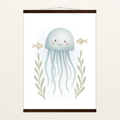 Quinn die Qualle Poster mit Leisten von tinylearner