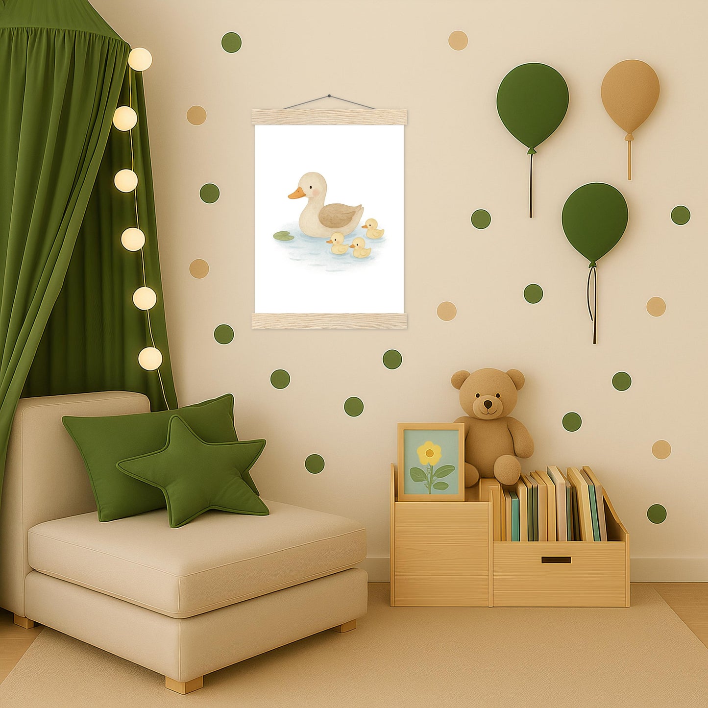 Gusi die Gans - Motiv: "Teich" Poster mit Leisten von tinylearner