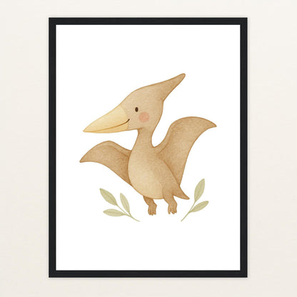 Dinosaurier Pteranodon Poster mit Holzrahmen von tinylearner