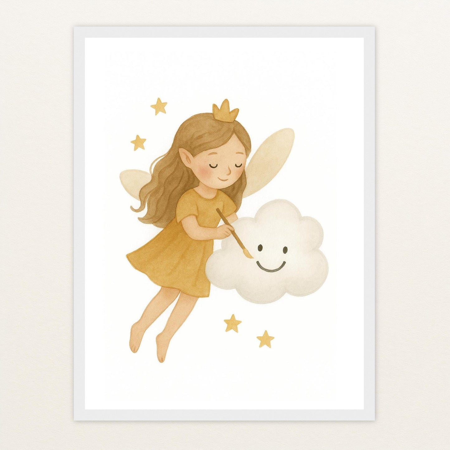 Fina die Fee - Motiv: "Wolke" Poster mit Holzrahmen von tinylearner