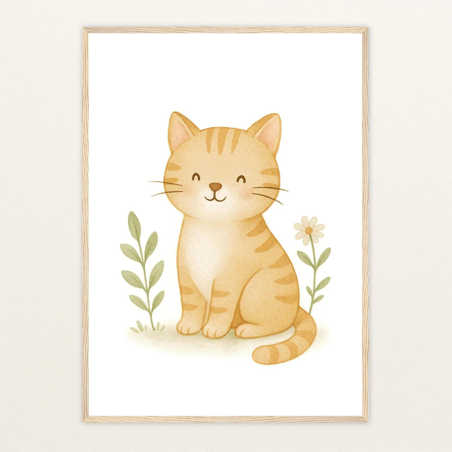 Kira die Katze Poster mit Holzrahmen von tinylearner