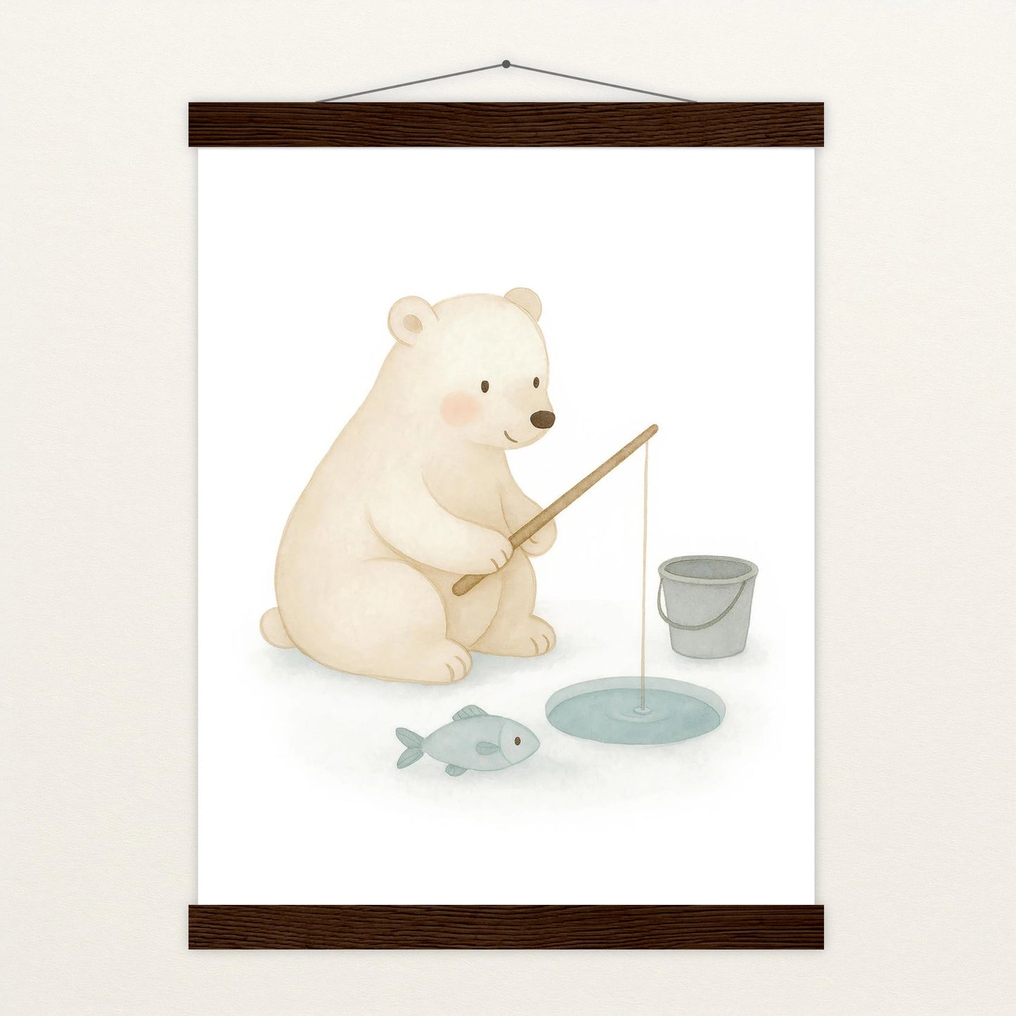 Pummel der Polarbär - Motiv: "Angeln" Poster mit Leisten von tinylearner