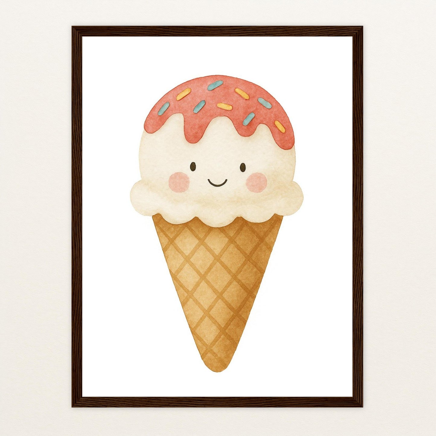 Süßes: Eiscreme Poster mit Holzrahmen von tinylearner