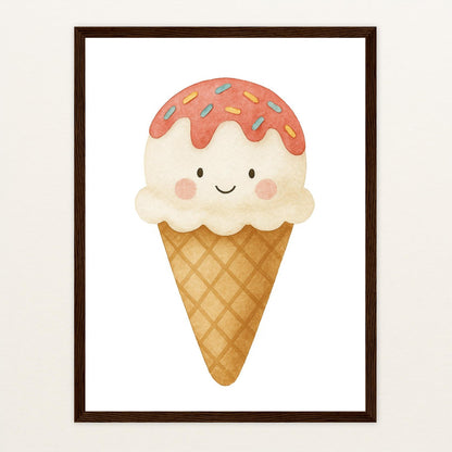 Süßes: Eiscreme Poster mit Holzrahmen von tinylearner