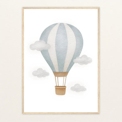 Heißluftballon Poster mit Holzrahmen von tinylearner