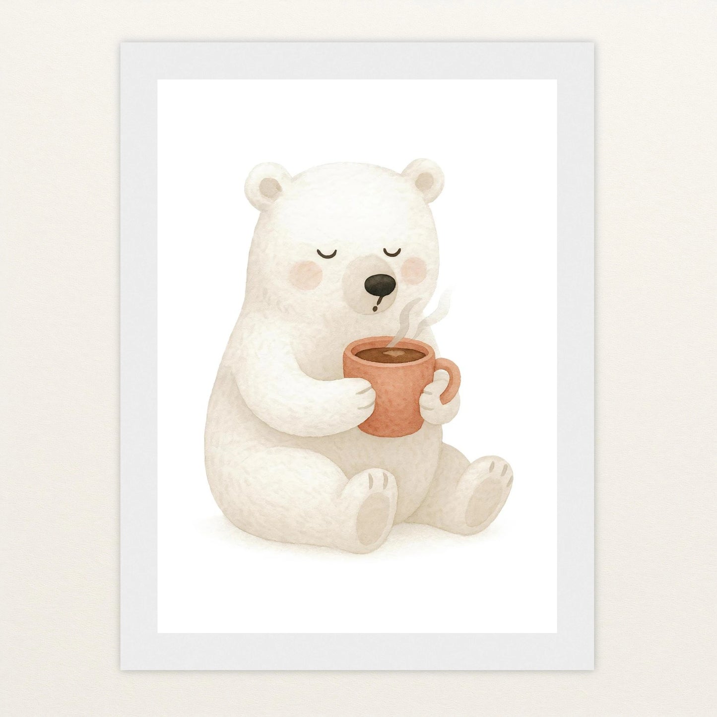 Pummel der Polarbär - Motiv: "Kakao" Poster mit Holzrahmen von tinylearner