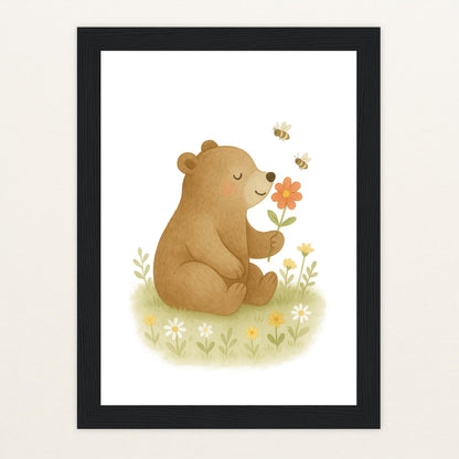 Balu der Bär - Motiv: "Blume" Poster mit Holzrahmen von tinylearner