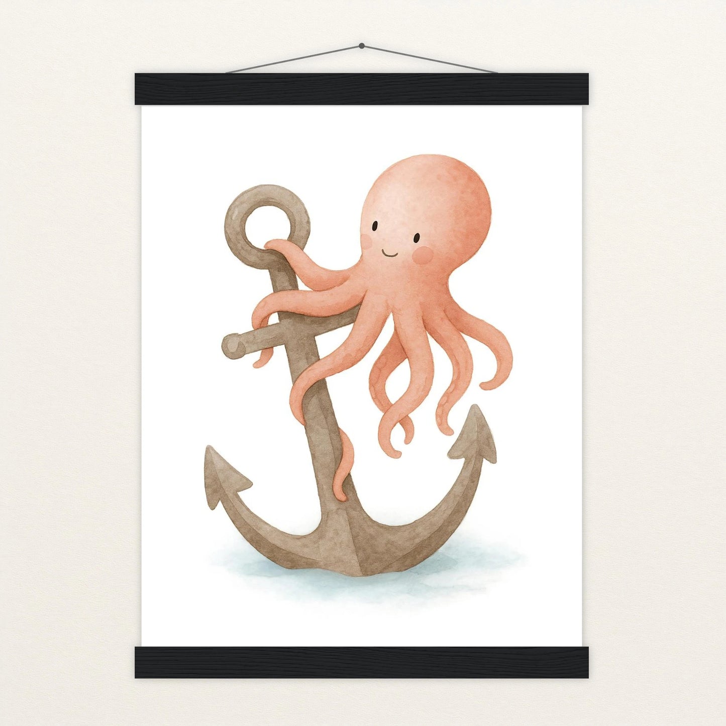 Tilli der Tintenfisch - Motiv: "Anker" Poster mit Leisten von tinylearner
