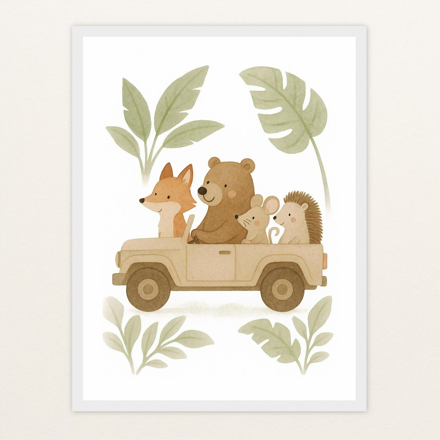 Tierfreunde - Motiv: "Safari" Poster mit Holzrahmen von tinylearner