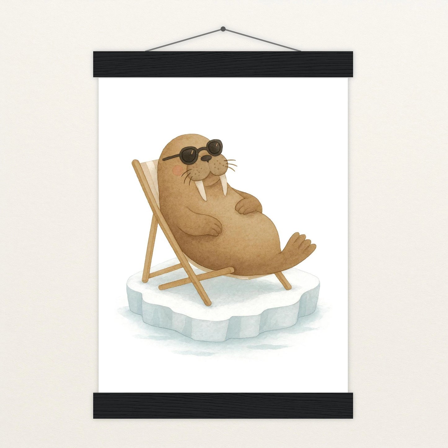 Wally das Walross - Motiv: "Liegestuhl" Poster mit Leisten von tinylearner