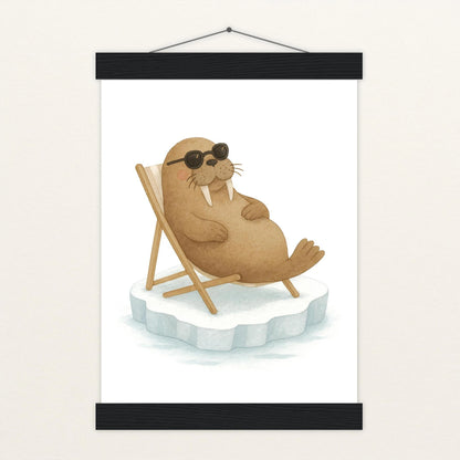 Wally das Walross - Motiv: "Liegestuhl" Poster mit Leisten von tinylearner