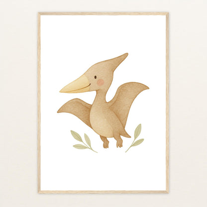 Dinosaurier Pteranodon Poster mit Holzrahmen von tinylearner