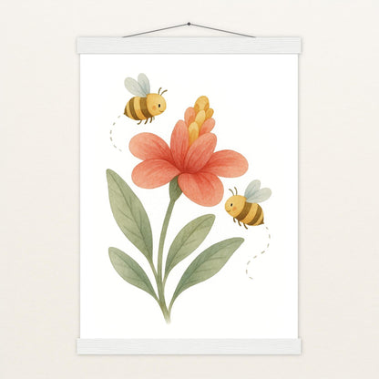 Bibi die Biene - Motiv: "Blume" Poster mit Leisten von tinylearner