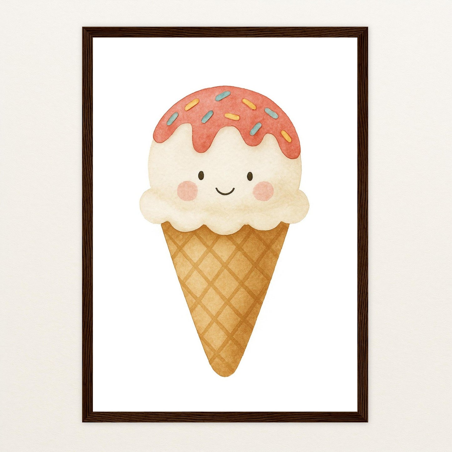 Süßes: Eiscreme Poster mit Holzrahmen von tinylearner