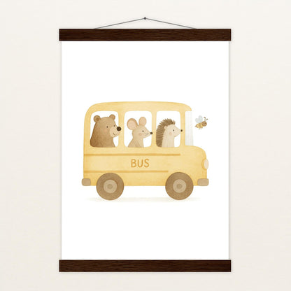 Tierfreunde - Motiv: "Schulbus" Poster mit Leisten von tinylearner