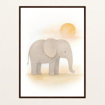 Emil der Elefant - Motiv: "Sonne" Poster mit Holzrahmen von tinylearner