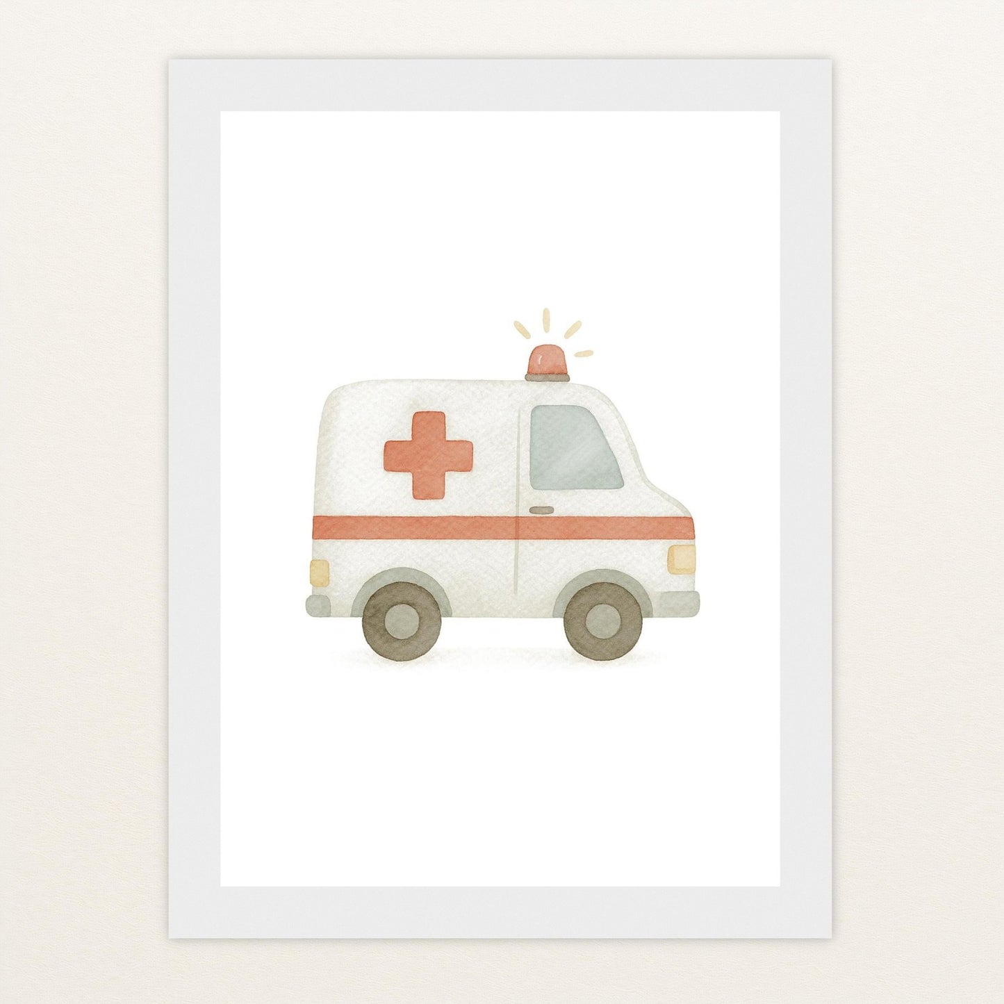 Krankenwagen Poster mit Holzrahmen von tinylearner