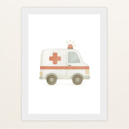 Krankenwagen Poster mit Holzrahmen von tinylearner