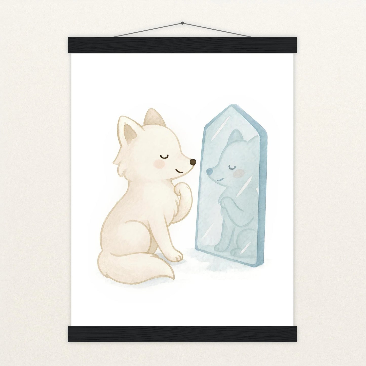 Pino der Polarfuchs - Motiv: "Spiegel" Poster mit Leisten von tinylearner