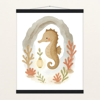 Suri das Seepferdchen - Motiv: "Höhle" Poster mit Leisten von tinylearner