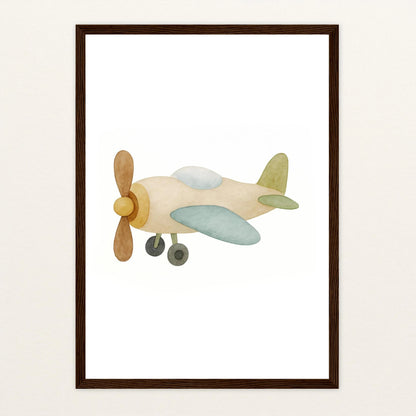 Propellerflugzeug Poster mit Holzrahmen von tinylearner
