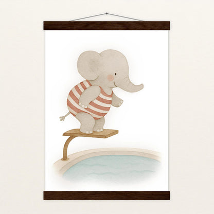 Emil der Elefant - Motiv: "Pool" Poster mit Leisten von tinylearner