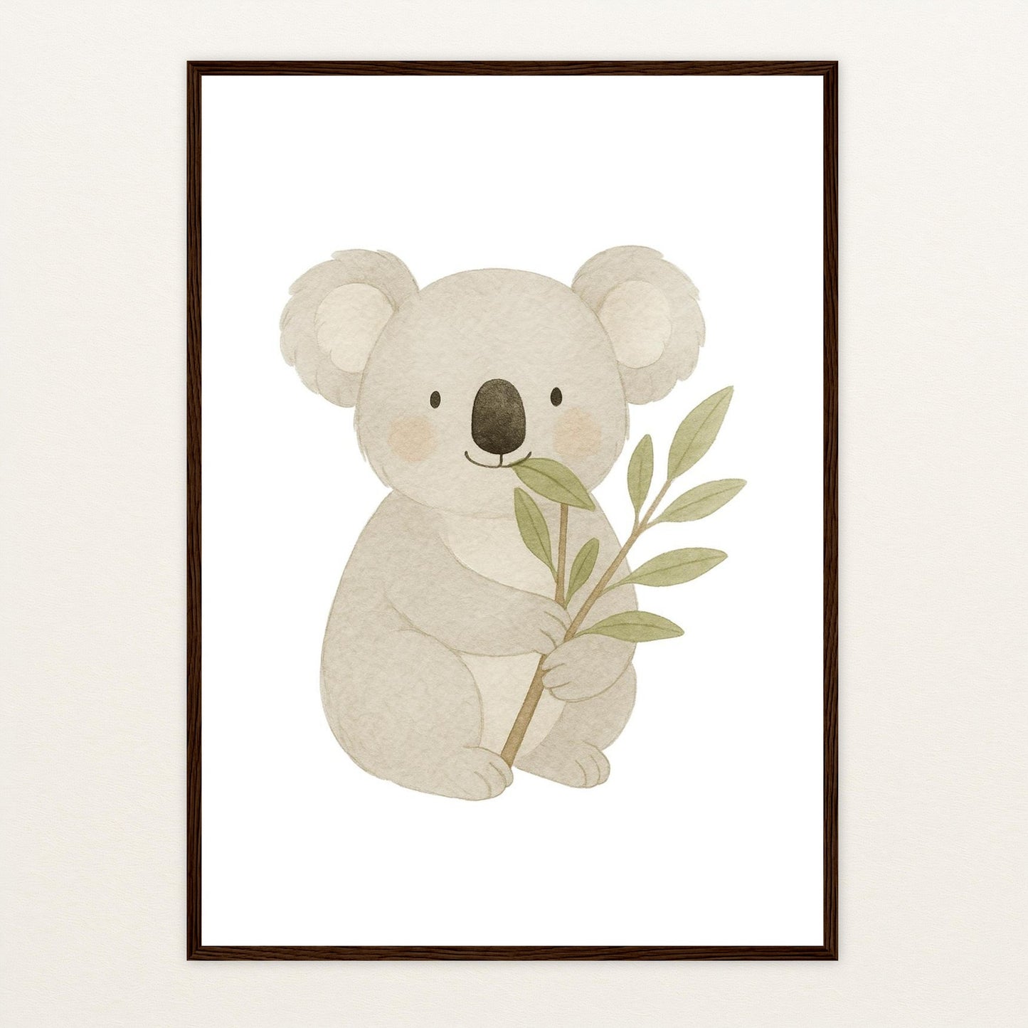 Kori der Koala - Motiv: "Eukalyptus" Poster mit Holzrahmen von tinylearner