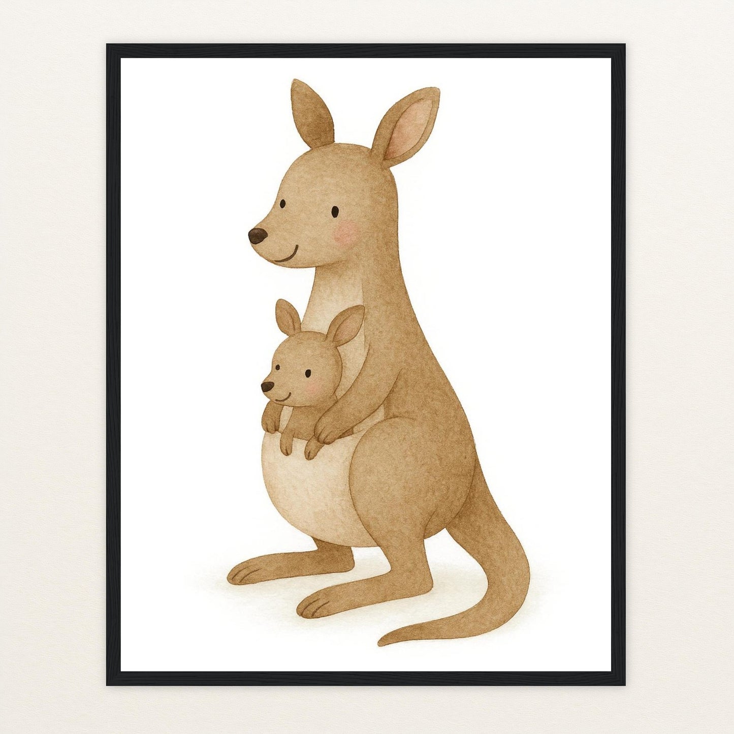 Kängu das Känguru Poster mit Holzrahmen von tinylearner