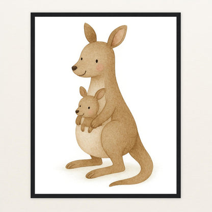 Kängu das Känguru Poster mit Holzrahmen von tinylearner