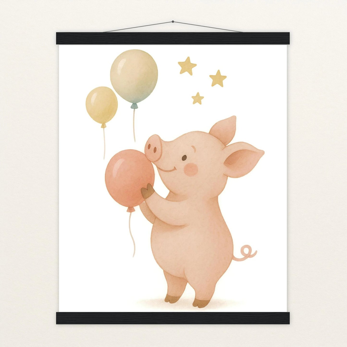 Susi das Schwein - Motiv: "Ballons" Poster mit Leisten von tinylearner