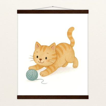 Kira die Katze - Motiv: "Wolle" Poster mit Leisten von tinylearner