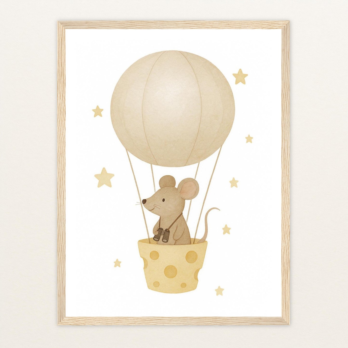 Mimi die Maus - Motiv: "Heißluftballon" Poster mit Holzrahmen von tinylearner