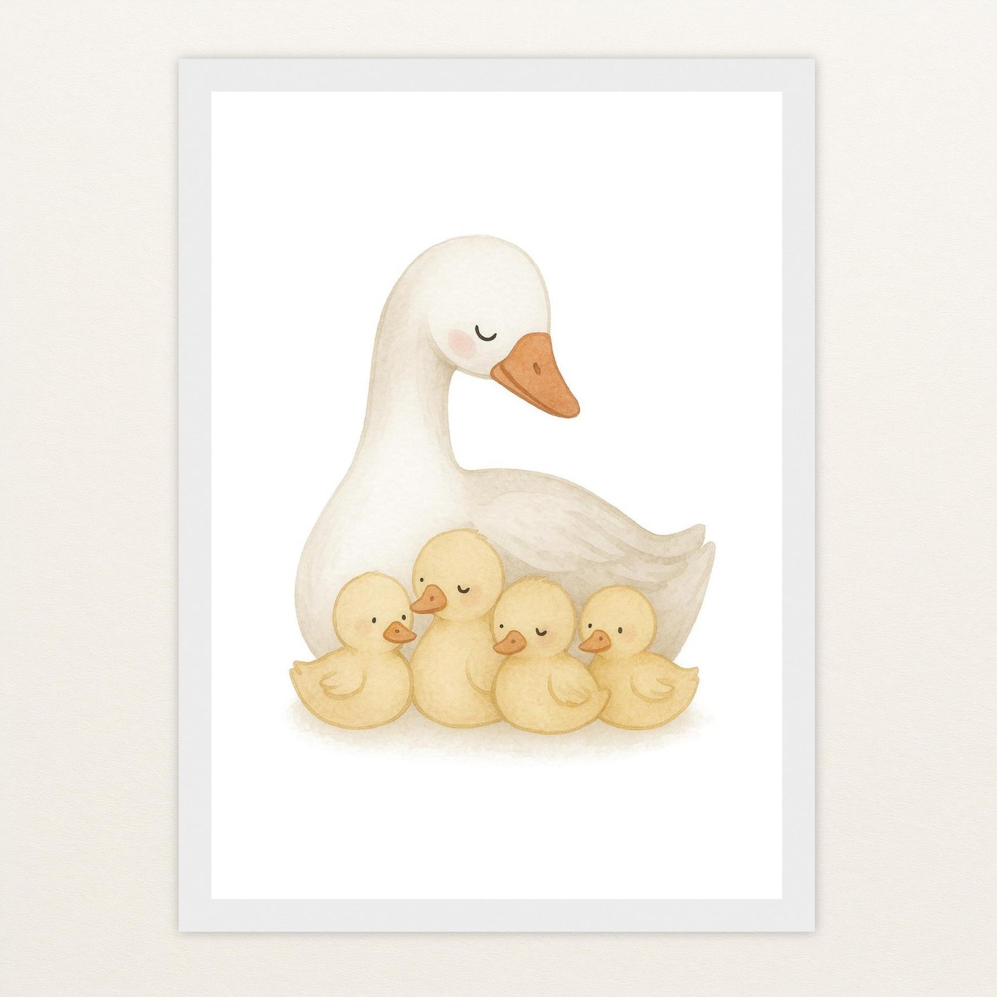 Gusi die Gans - Motiv: "Familie" Poster mit Holzrahmen von tinylearner