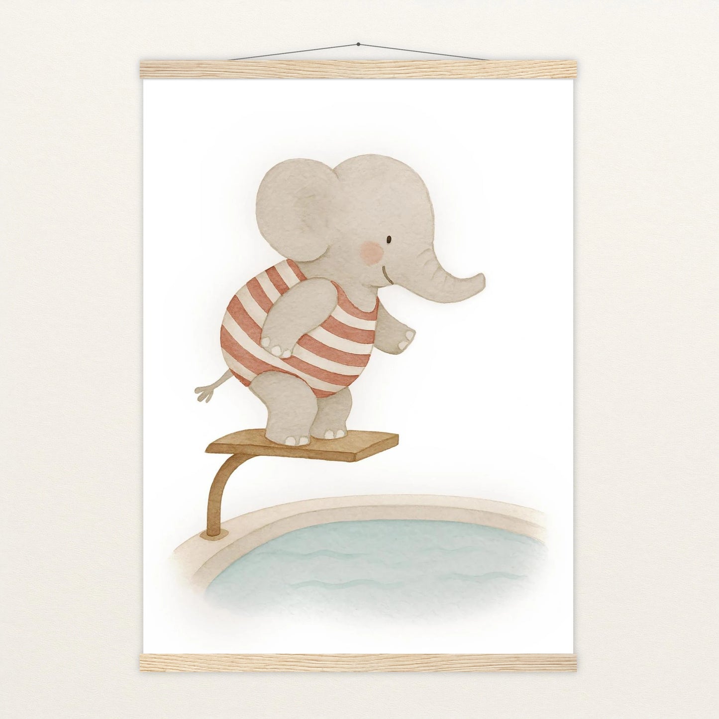 Emil der Elefant - Motiv: "Pool" Poster mit Leisten von tinylearner