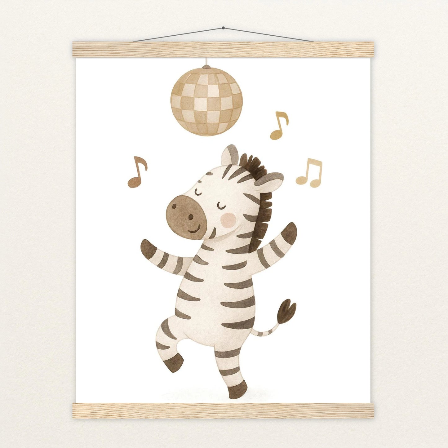 Zinni das Zebra - Motiv: "Tanzen" Poster mit Leisten von tinylearner