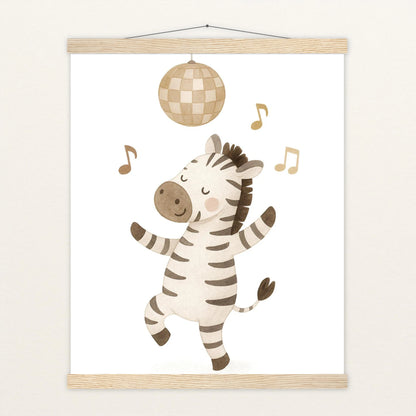 Zinni das Zebra - Motiv: "Tanzen" Poster mit Leisten von tinylearner