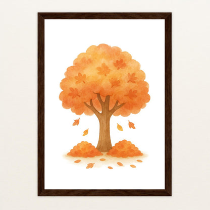 Ahornbaum Poster mit Holzrahmen von tinylearner