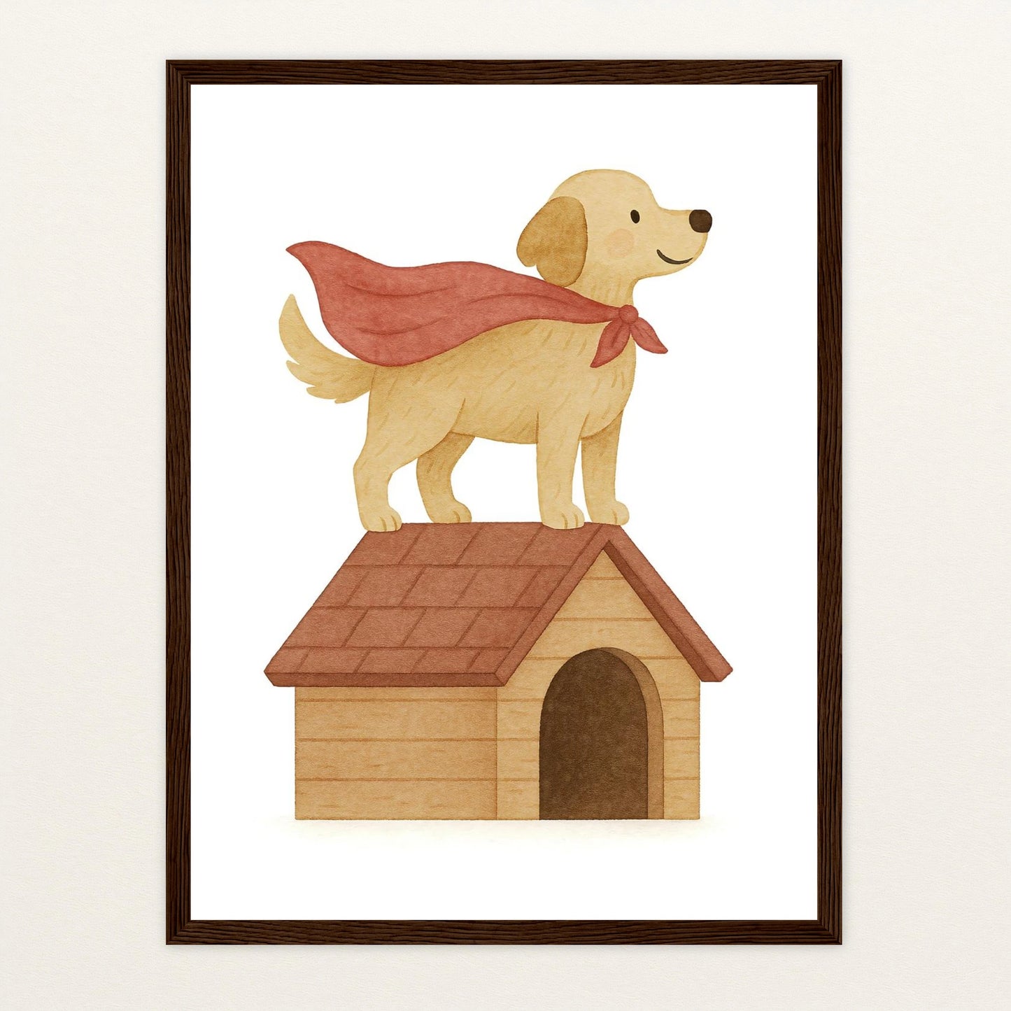Hugo der Hund - Motiv: "Superheld" Poster mit Holzrahmen von tinylearner