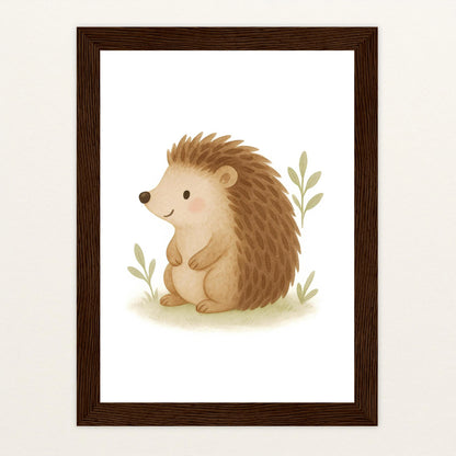 Iggi der Igel Poster mit Holzrahmen von tinylearner