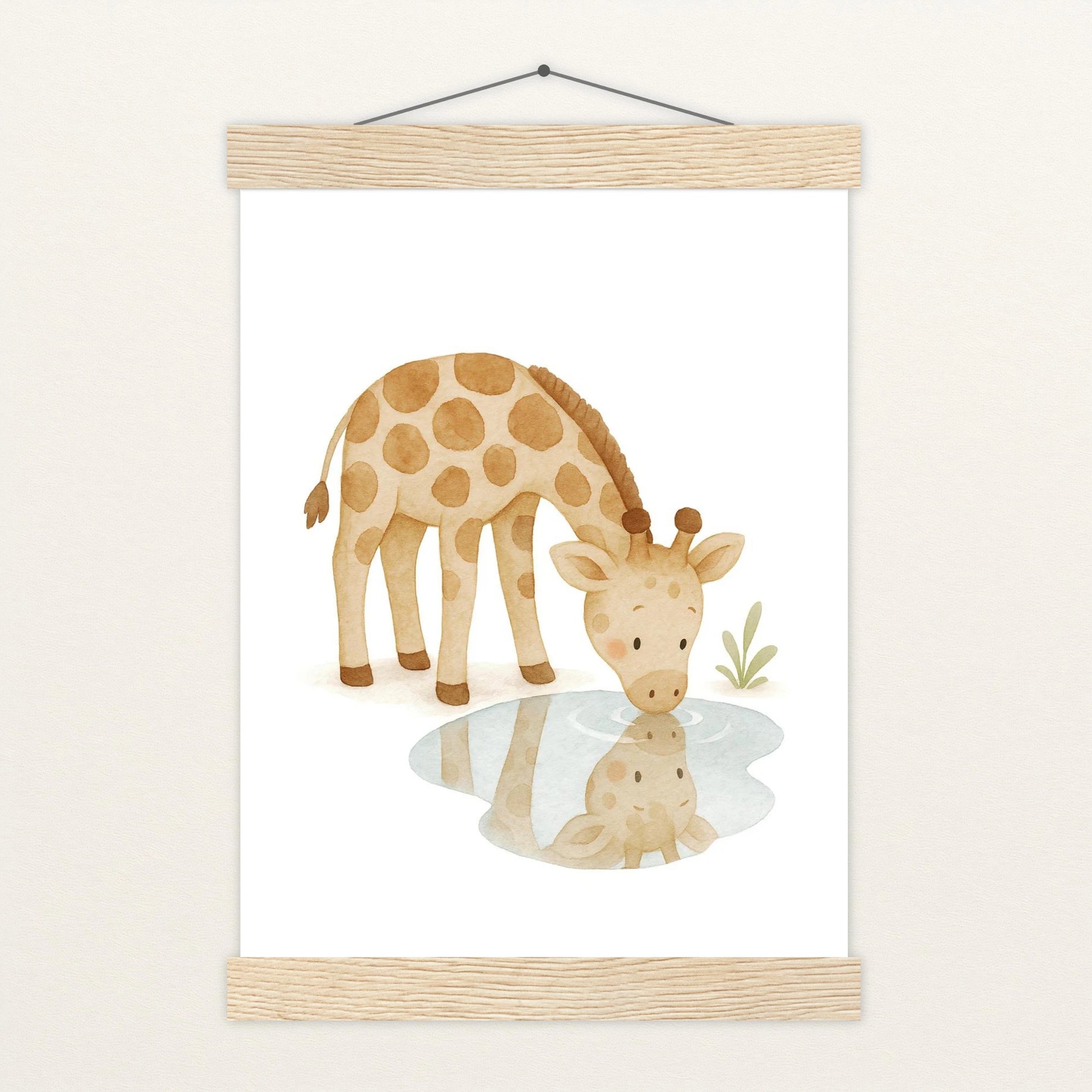 Greta die Giraffe - Motiv: "Trinken" Poster mit Leisten von tinylearner