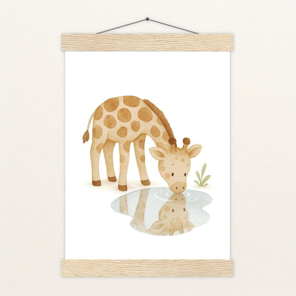 Greta die Giraffe - Motiv: "Trinken" Poster mit Leisten von tinylearner