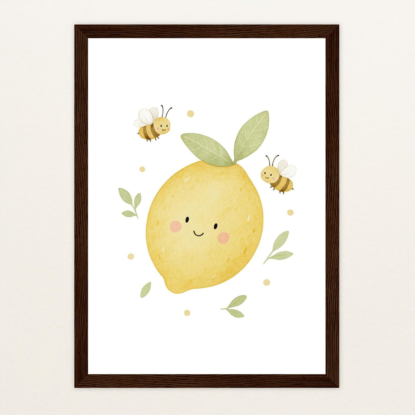 Obst: Zitrone Poster mit Holzrahmen von tinylearner