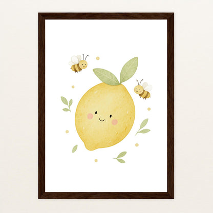 Obst: Zitrone Poster mit Holzrahmen von tinylearner