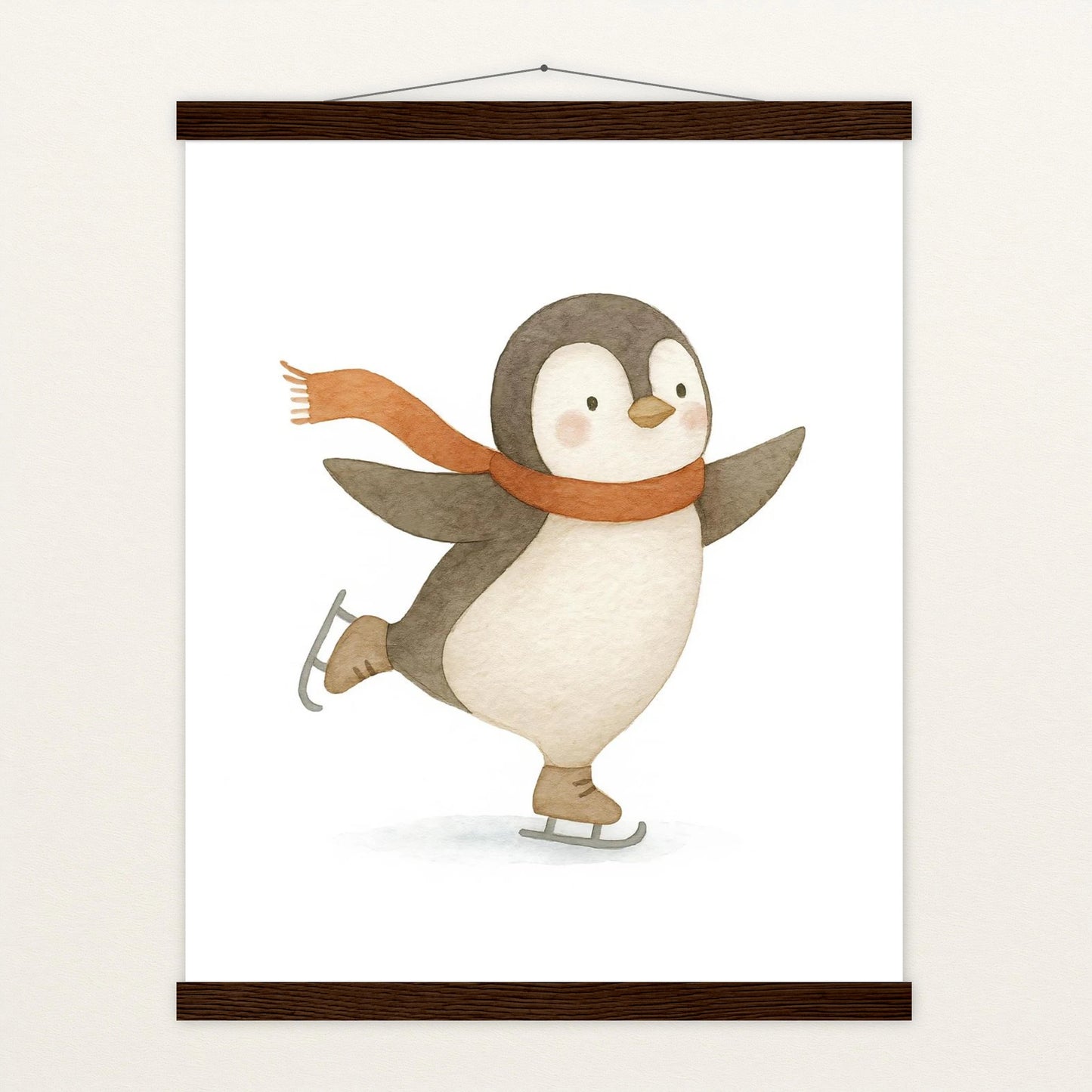 Pia der Pinguin - Motiv: "Eislaufen" Poster mit Leisten von tinylearner