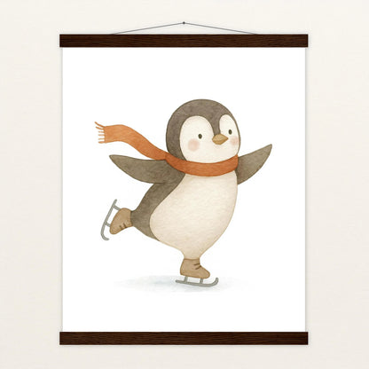 Pia der Pinguin - Motiv: "Eislaufen" Poster mit Leisten von tinylearner