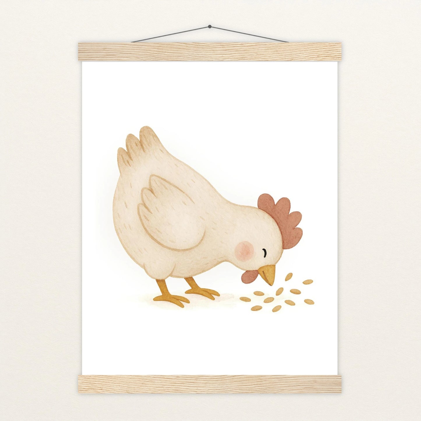 Hanni das Huhn - Motiv: "Körner" Poster mit Leisten von tinylearner