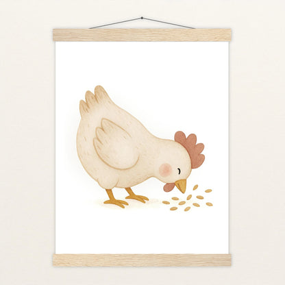 Hanni das Huhn - Motiv: "Körner" Poster mit Leisten von tinylearner